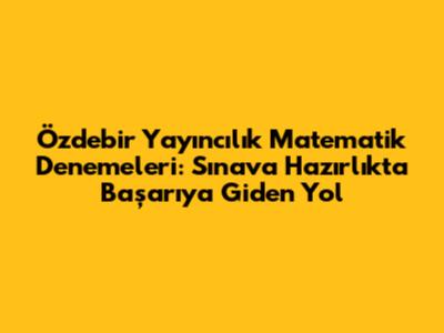 Özdebir Yayıncılık Matematik Denemeleri: Sınava Hazırlıkta Başarıya Giden Yol