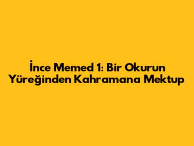 İnce Memed 1: Bir Okurun Yüreğinden Kahramana Mektup