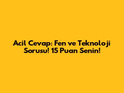 Acil Cevap: Fen ve Teknoloji Sorusu! 15 Puan Senin!