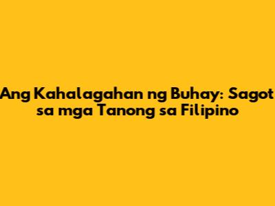 Ang Kahalagahan ng Buhay: Sagot sa mga Tanong sa Filipino