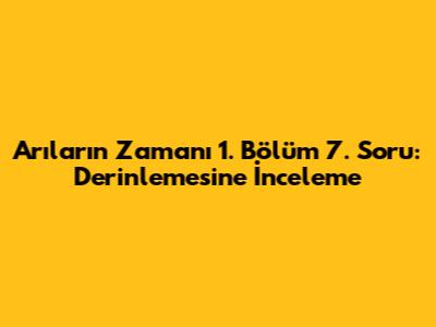 Arıların Zamanı 1. Bölüm 7. Soru: Derinlemesine İnceleme