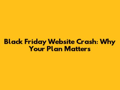 Black Friday Website Crash: Why Your Plan Matters