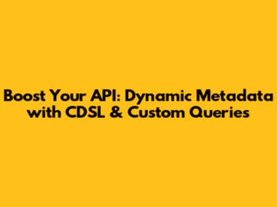 Boost Your API: Dynamic Metadata with CDSL & Custom Queries