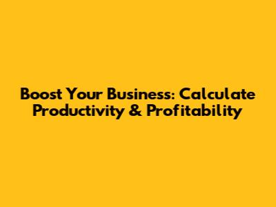 Boost Your Business: Calculate Productivity & Profitability