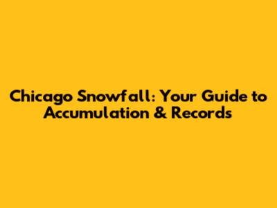Chicago Snowfall: Your Guide to Accumulation & Records