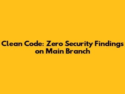 Clean Code: Zero Security Findings on Main Branch