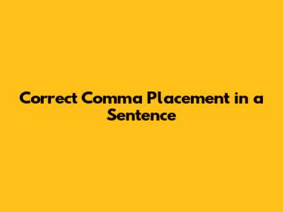 Correct Comma Placement in a Sentence