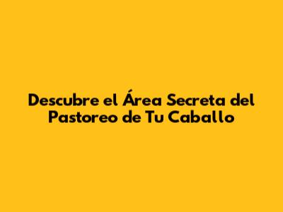 Descubre el Área Secreta del Pastoreo de Tu Caballo
