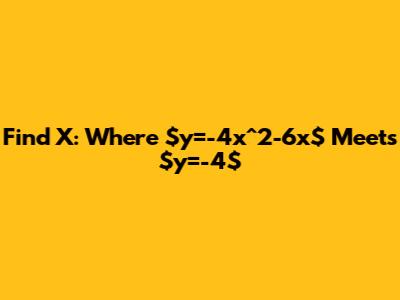 Find X: Where $y=-4x^2-6x$ Meets $y=-4$