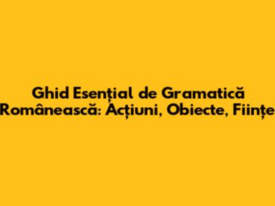 Ghid Esențial de Gramatică Românească: Acțiuni, Obiecte, Ființe