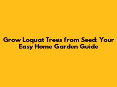 Grow Loquat Trees from Seed: Your Easy Home Garden Guide
