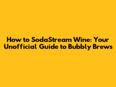 How to SodaStream Wine: Your Unofficial Guide to Bubbly Brews