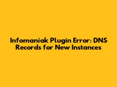 Infomaniak Plugin Error: DNS Records for New Instances