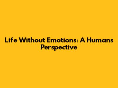 Life Without Emotions: A Human's Perspective