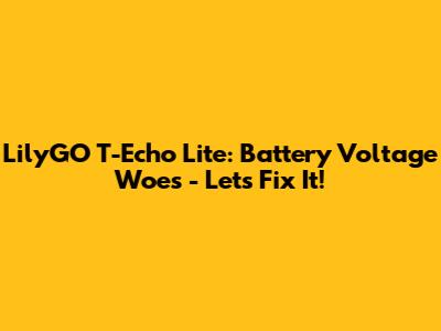 LilyGO T-Echo Lite: Battery Voltage Woes - Let's Fix It!