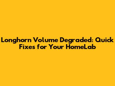 Longhorn Volume Degraded: Quick Fixes for Your HomeLab