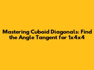 Mastering Cuboid Diagonals: Find the Angle Tangent for 1x4x4