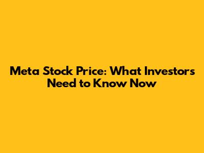 Meta Stock Price: What Investors Need to Know Now