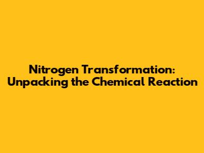 Nitrogen Transformation: Unpacking the Chemical Reaction