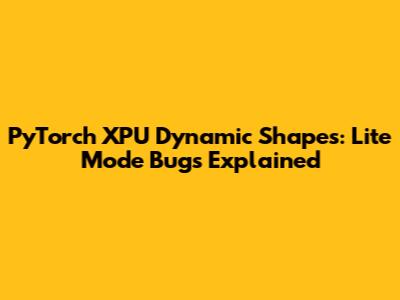 PyTorch XPU Dynamic Shapes: Lite Mode Bugs Explained