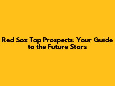 Red Sox Top Prospects: Your Guide to the Future Stars