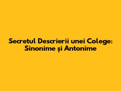 Secretul Descrierii unei Colege: Sinonime și Antonime