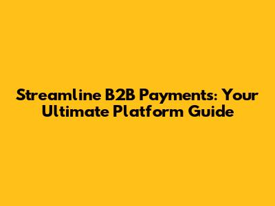 Streamline B2B Payments: Your Ultimate Platform Guide