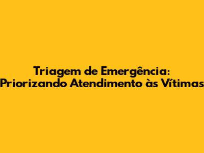 Triagem de Emergência: Priorizando Atendimento às Vítimas