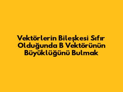 Vektörlerin Bileşkesi Sıfır Olduğunda B Vektörünün Büyüklüğünü Bulmak