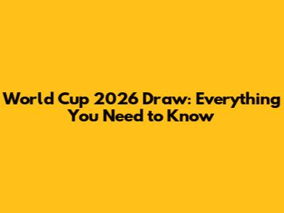 World Cup 2026 Draw: Everything You Need to Know