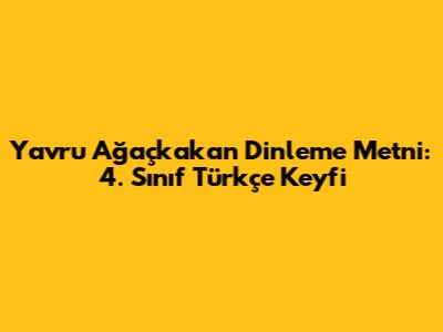 Yavru Ağaçkakan Dinleme Metni: 4. Sınıf Türkçe Keyfi